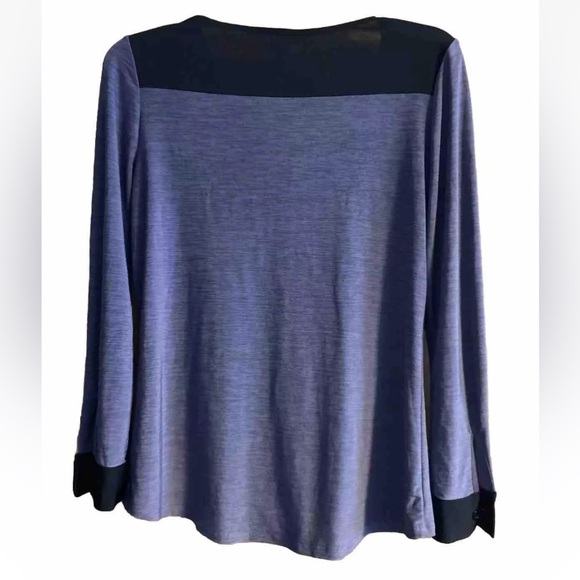 Perception Women Dark purple Gray Toned Heathered with Black trim Top Shirt Sz M - Picture 4 of 6